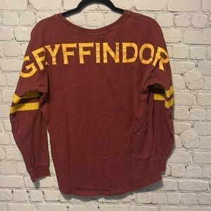 HARRY Potter Long Sleeve Tee Burgundy Yellow Gryffindor Quidditch Size Small